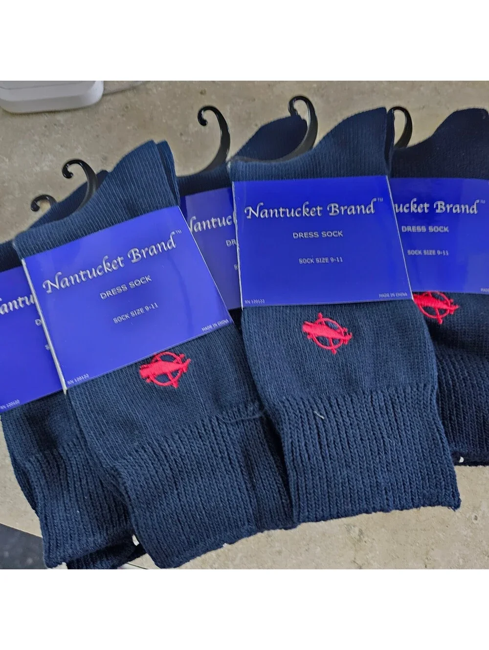 Nantucket Brand Men's Navy Blue Dress Socks Size 9-11 - Pack of 5